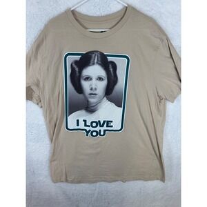 Star Wars Princess Leia I‎ Love You Graphic T Shirt Beige Movie Tee